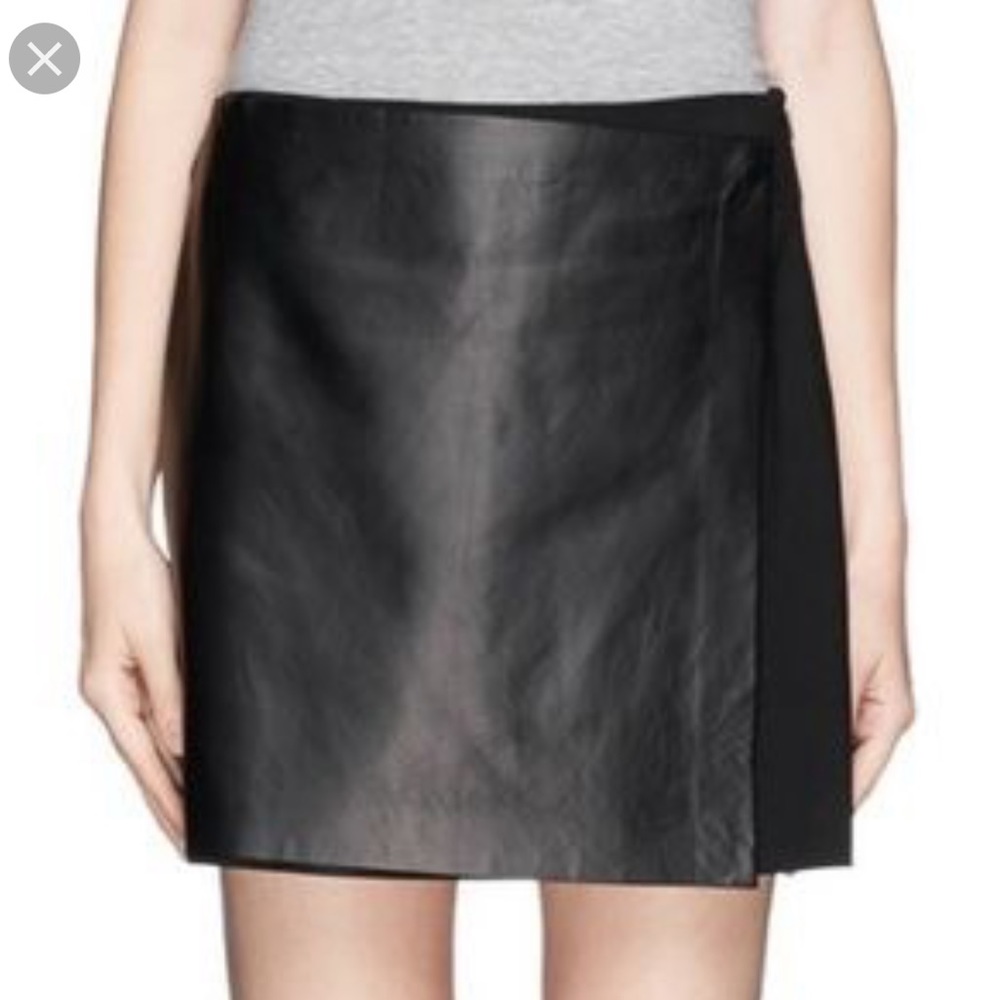 Theory Leather Stilla Mini Skirt
